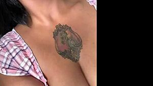 Slutty Milf in Lingerie Masturbates Her Natural Tits Intensely