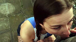 Teen sucking deep on the roof in public pov.