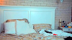 this little bimbo's got massive boobs and she's fingering herself on cam, looking so slutty in her costume