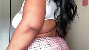 Slutty Milf in Lingerie Masturbates Her Natural Tits Intensely