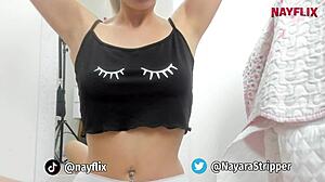 blonde guides you to cum on her ass