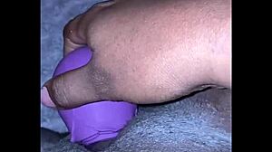 Ebony BBW Plays with Fat Pussy Using Vibrator for Squirting Cum
