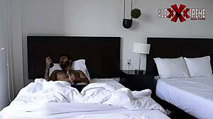 sexy latina spies on friend masturbating with big cock