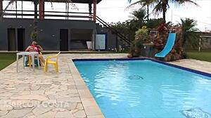 Loira Safada Gives Black Pool Guy Cunilingus After Husband Leaves - Cleo Cadillac