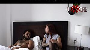 sexy latina spies on friend masturbating with big cock