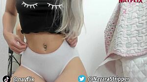 blonde guides you to cum on her ass