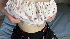 Girl fucks neighbor while bf at work, gets creampie and spanking.