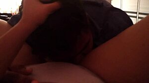 Milf slut fingers herself with toys while sucking cock!