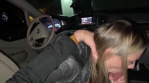 Blonde babe sneaks into restroom for passionate date night sex with dirty talk