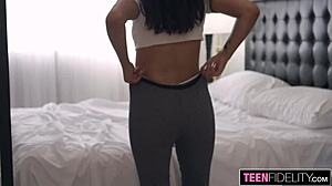 Natalie Brooks’ hairless pawg looks naked and succulent with oil on her skin for sex scenes