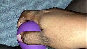 Ebony BBW Plays with Fat Pussy Using Vibrator for Squirting Cum