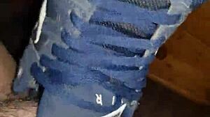 twink sucks dick while wearing nike airmax sneakers in french gay sex