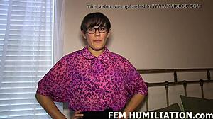 Make humiliate slave with large dildos for training