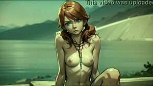 ai generated oerba dia vanille from final fantasy xiii, redhead with natural tits!