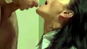 He took the secretary to the delegation and sprayed her face with cum