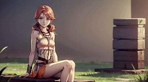 ai generated oerba dia vanille from final fantasy xiii, redhead with natural tits!