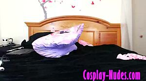 Look at this sexy cosplay girl stripping for me