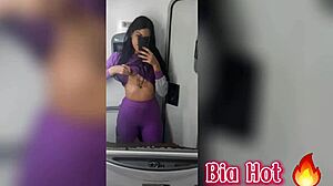 bia horny masturbating in bus bathroom