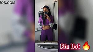 bia horny masturbating in bus bathroom