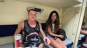 together with a friend fucked a stranger girl right in the train compartment
