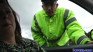 British milf in stockings sucks balls then rides hard.