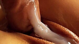 Beautiful Pussy Soaked in Lubricant and Cum in Close-Up Shot