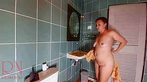 nudist housekeeper regina noir shaving pussy in soapy shower scene