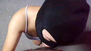 Filipina fucks in abandoned warehouse cum swallow