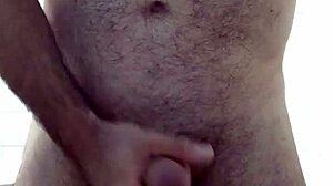 Intense jerking session leading to cum in the toilet with a big cock