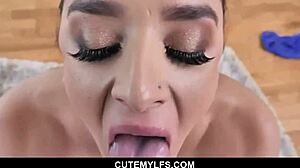 Sheena Ryder's Milf Tits Deepthroat Handjob In Gym After Watching Porn!