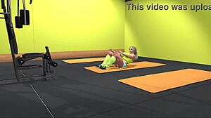 female bodybuilder gets slammed hard during intense audition animation