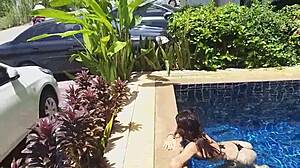 Three Panties In My Pussy, Fucking Black Dildo In Public Pool 😏