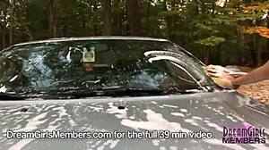 Sexy Dee Washes Car with Big Tits
