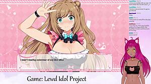 Vtuber Lewdneko Plays Lewd Idol Project Vol 1 Part 5, Big Tits Scissoring Boobs Game Lesbian Anime Hentai Tits.