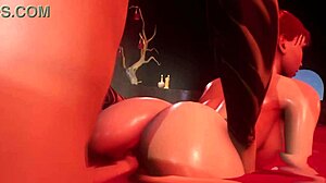 Two girls get roughly fucked by guys in a dungeon, showcasing big tits and asses.