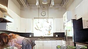 Young babysitter in heels takes big cock doggystyle, ending with facial jizz