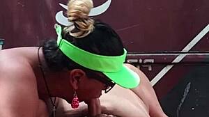 Sexual trans woman plays with fat guy before friend joins