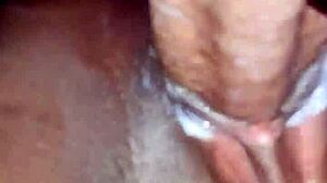 Young Black Couple Fucks Hard, Creampie in Cunt from Behind