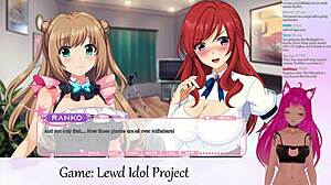 Vtuber Lewdneko Plays Lewd Idol Project Vol 1 Part 5, Big Tits Scissoring Boobs Game Lesbian Anime Hentai Tits.