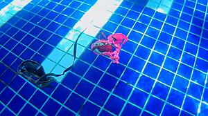 Three Panties In My Pussy, Fucking Black Dildo In Public Pool 😏