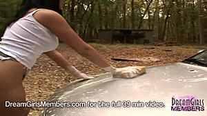 Sexy Dee Washes Car with Big Tits