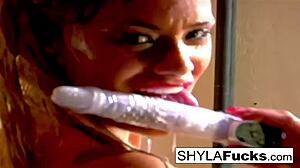 Shyla Stylez's rare solo masturbation session with big tits