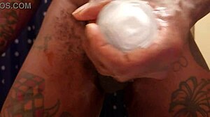 Hey, hallelujah johnson is jerking his big black cock up close