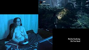 Naked brunette bbw with big natural tits in alan wake playthrough