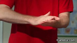 peculiar bombshell gets sperm load on her face swallowing all the sperm