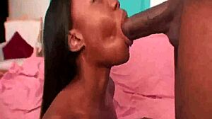 watch this sexy redhead give a hot blowjob to that black guy