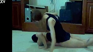 Kinky femdom mistress dominates slave in bdsm fetish.