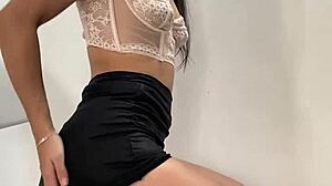 Colombian girl enjoys solo play with toy