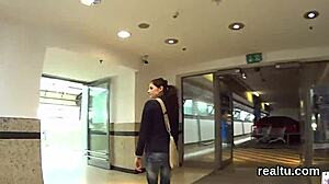 Czech teen undresses and gets blowjob in supermarket