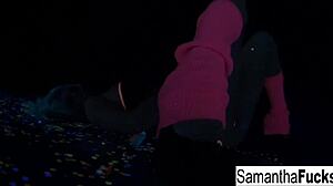 Samantha saint masturbates in black light